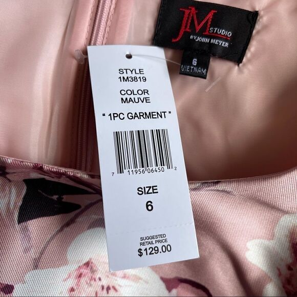 JM Studio by John Meyer Mauve Floral Sheath Dress Size 6 NWT - Picture 8 of 10